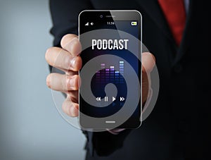 podcast businessman smartphone photo