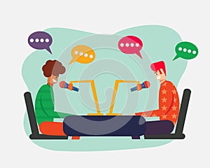 Podcast collaboration concept vector illustration in flat style