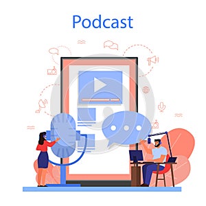 Podcast concept. Idea of audio broadcast in the internet or radio.