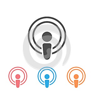 Podcast icon set on white. Vector