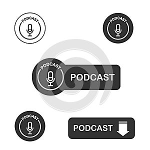 Podcast icon, vector for podcast download button