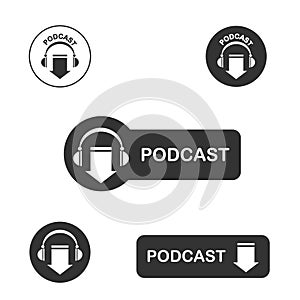 Podcast icon, vector for podcast download button, button vector.