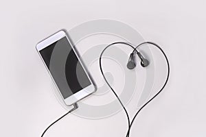 Podcast listeners connect. Online education concept. Smartphone accessory