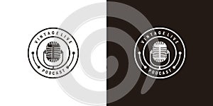 Podcast logo design in vintage