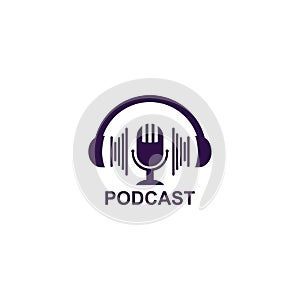 Podcast logo vector icon illustration