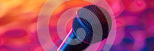 podcast microphone on abstract background