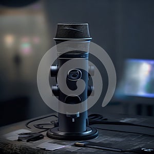 podcast microphone he microphone's sleek design and black matte finish catch the eye