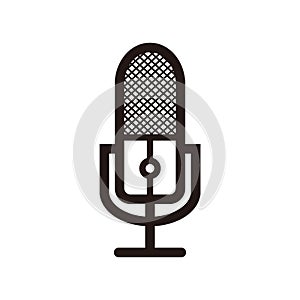 Podcast microphone silhouette for broadcast, music icon, etc -  podcast microphone silhouette logo or icon