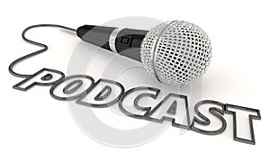 Podcast Mobile Program Show Audio File Microphone 3d Illustration