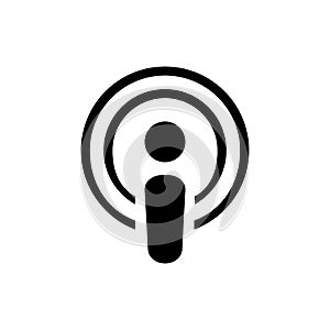 Podcast radio icon illustration set. Studio table microphone with broadcast text on air. Webcast audio record concept logo