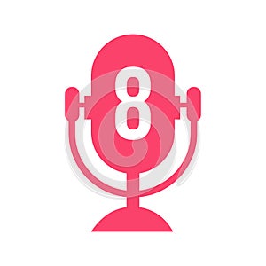 Podcast Radio Logo On Letter 8 Design Using Microphone Template. Dj Music, Podcast Logo Design, Mix Audio Broadcast Vector
