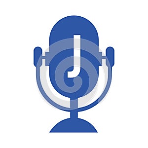 Podcast Radio Logo On Letter J Design Using Microphone Template. Dj Music, Podcast Logo Design, Mix Audio Broadcast Vector