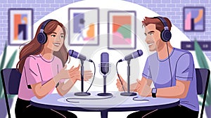 Podcast Recording with Two Hosts Talking