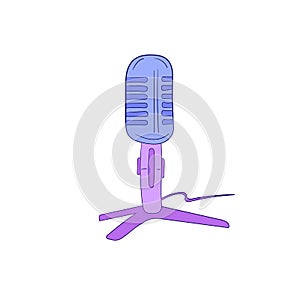Podcast. Retro microphone isolated on white background. Design element