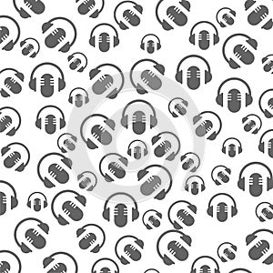 Podcast Seamless pattern isolated on white background