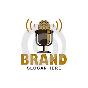Podcast smart brain logo icon