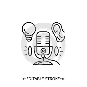 Podcast uniqueness line icon. Searching new format. Editable vector illustration