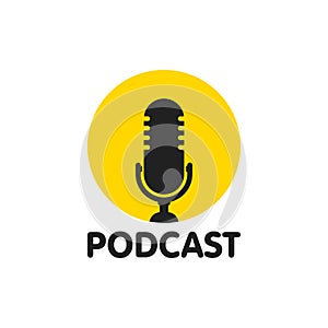 Podcast. Vector flat illustration, icon, logo design on white background