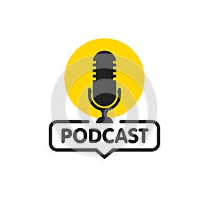 Podcast. Vector flat illustration, icon, logo design on white background