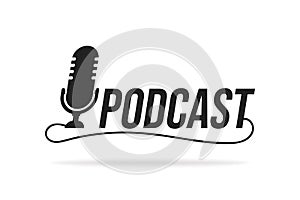 Podcast. Vector flat illustration, icon, logo design on white background photo