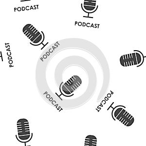 Podcast vector icon seamless pattern on a white background