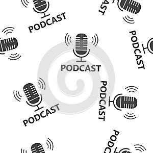 Podcast vector icon seamless pattern on a white background