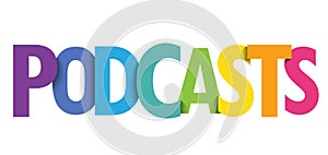 PODCASTS colorful typography banner