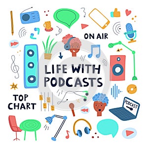 Podcasts concept clipart photo