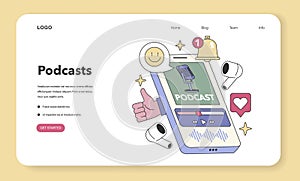 Podcasts concept. Flat vector illustration photo