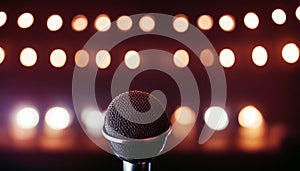 podcasts Karaoke background stand lights recording music studio club Digital retro microphone gold mic vintage audio equipment