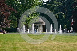 Podebrady, Czech Republic - June 12, 2023 - The Libenský Colonnade is a covered colonnade in Pod?brady built in 1936