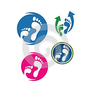 podiatric care foot print logo design vector icon illustration template