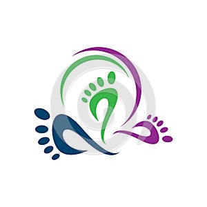 podiatric foot print foot care logo design vector icon illustration template