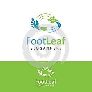 Podiatric Logo Leaf Design Vector Stock. foot print Logo Design Nature. foot care logo design icon. Natural Feet Care Logo Templat