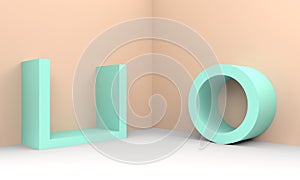 Podium in abstract blue composition, 3d rendering, 3d illustration