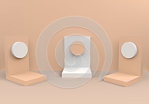 Podium in abstract blue composition, 3d rendering, 3d illustration