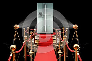 Podium with double door refrigerator, 3D rendering