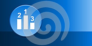 Podium icon glassy modern blue button abstract background