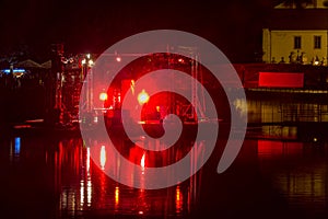 Podium on Malse river in Ceske Budejovice, long exposure