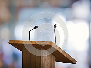 Podium with microphone