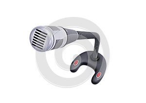 Podium microphone closeup isolated on white background. 3d rendering image