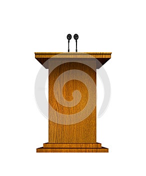 Podium and microphones