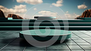 Podium mint background empty platform abstract pedesta. Generative AI.