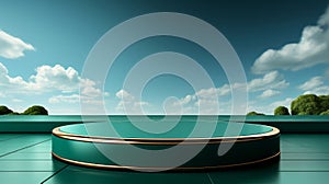 Podium mint background empty platform abstract pedesta. Generative AI.