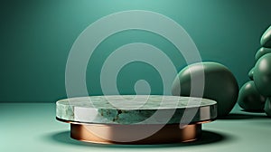 Podium mint background empty platform abstract pedesta. Generative AI.