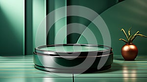 Podium mint background empty platform abstract pedesta. Generative AI.