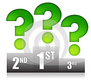 Podium with question marks illustration design