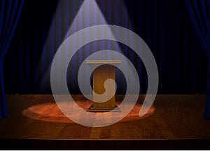 Podium on Stage with Projector Lights