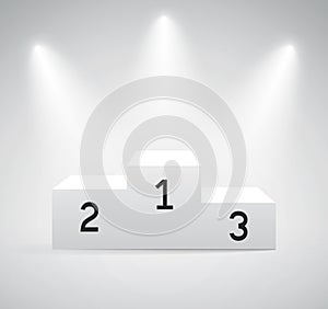 Podium three rank places with spotlight vector illustration