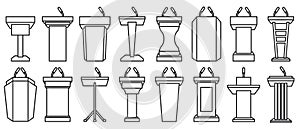 Podium of tribune line vector illustration on white background . Rostrum and podium set icon.Isolated vector